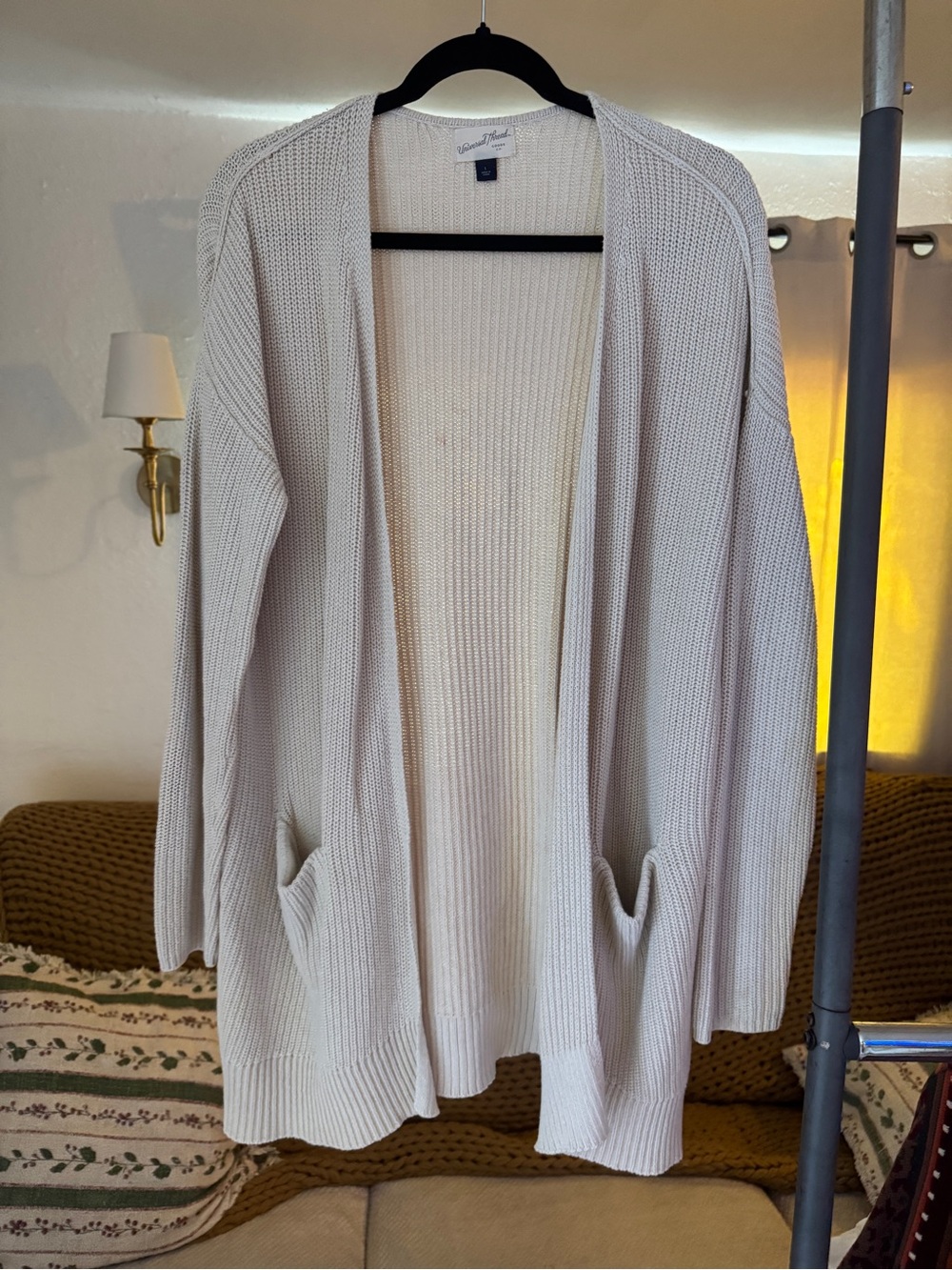 Universal Thread Cream Open-Front Knit Cardigan